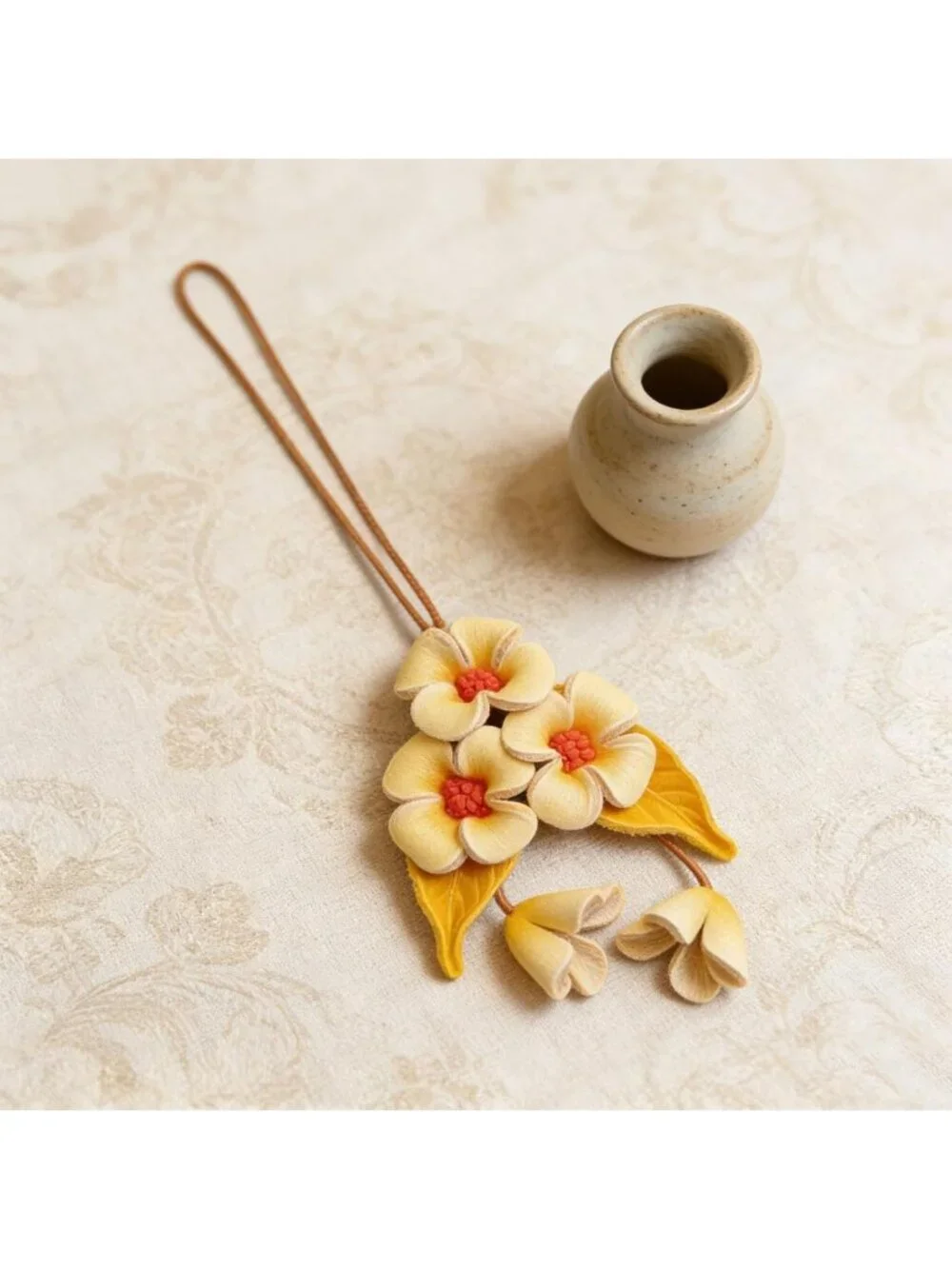 Boho Genuine Leather Flower Keychain | Cute Handbag & Purse Charms for Women